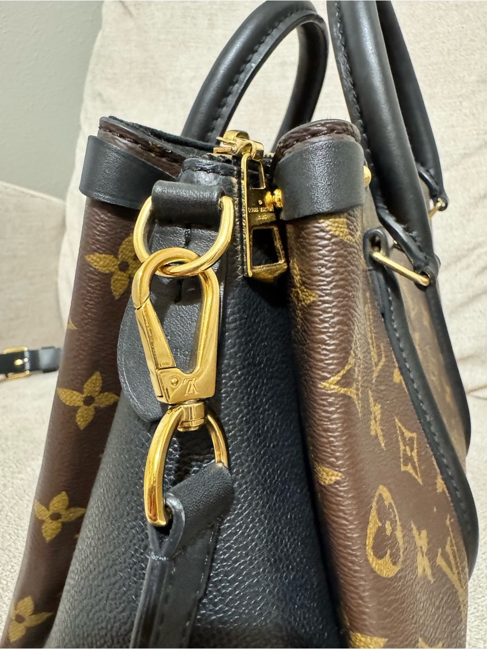 Discontinued Louis Vuitton Brown Monogram Satchel with Black Trim “Soufflot MM” - Picture 5 of 16